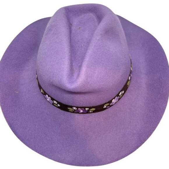 Cowgirls at Heart Purple Wool Wide Brim Hat Floral Band Girls 8+ Gymboree - Picture 2 of 7